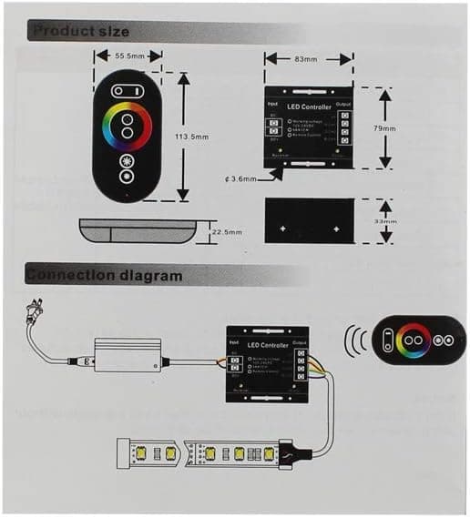 12V-24V RGB LED-berøringsdimmerbryter Dimmerbryter for LED-striper