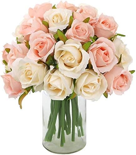24-pak kunstig rosebuket silkeblomst med stilkrose A A