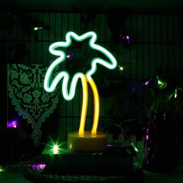 Coconut Palm Neon Light Neon Night Light with Holder LED Neon Sign Battery or USB Powered