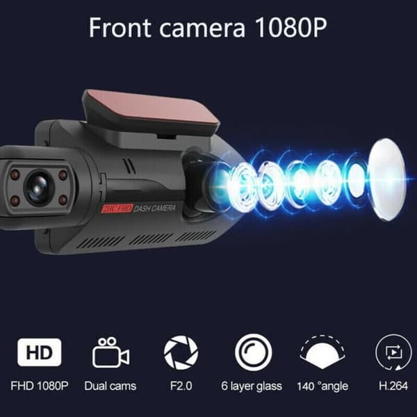 Dobbel linse Dash Cam Bil DVR Front- og interiørkamera Kjøreopptaker Video Parkeringsmonitor Vision S S