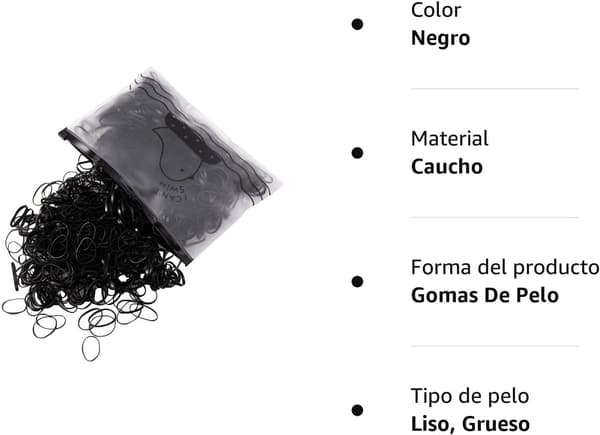 Pakke med 1000 mini hårelastikker elastiske bløde bånd til børn, fletninger, bryllupsfrisure og mere (sort)