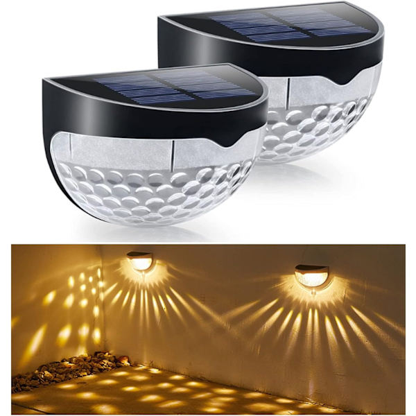 2-pack Solcellsstaketbelysning Utomhus Däcklampor Varmvit Solcells Vägglampor Utomhus Vattentät Led Solcells Trappbelysning Utomhus