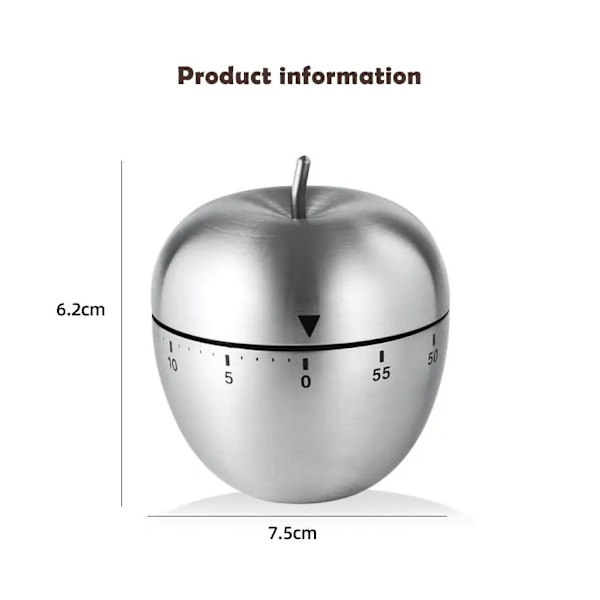 Timer, til ægtimer, rustfrit stål metal mekanisk vision nedtælling madlavning med alarm køkken timer til børn læring, kosmetisk