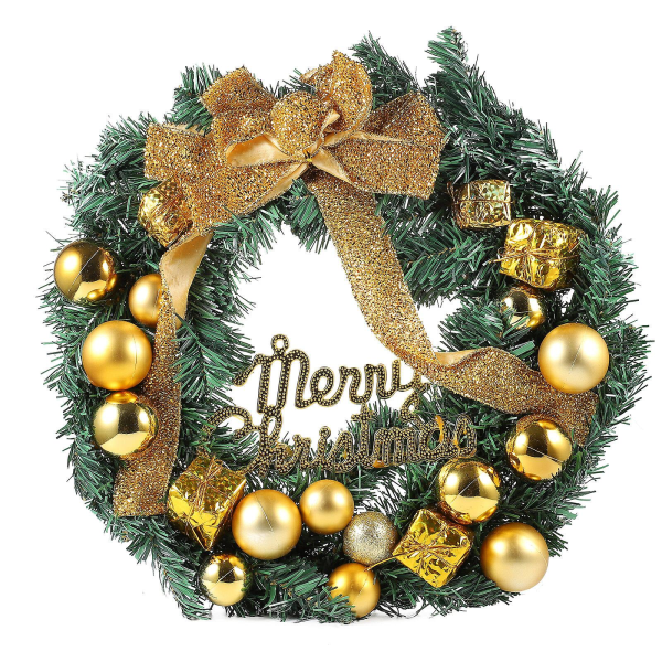 1 st Garland Dekoration Julkrans Dekoration Festkrans Krans Ornament Guldfärgad 35cm Golden 35cm