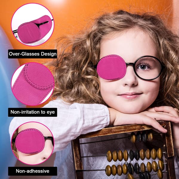 6 Stykker Øjenklapper til Briller, Genanvendelige Øjenklapper til Afdækning (pink)