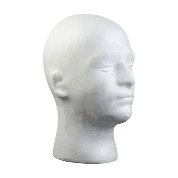 Mannequinhoved til mænd, let og stabilt styrofoam, holdbart skum, parykstativ til udstilling