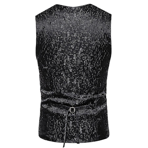 Herremetallisk Paisley-trykt Dressvest Vest XL Svart black XL