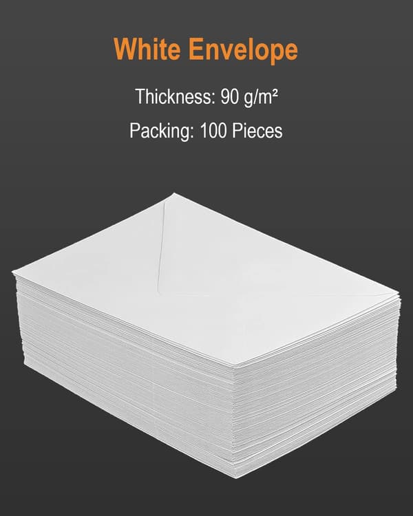 100 Konvolutter - Størrelse C6 - 11,4 x 16,2 cm - 130 g/m² - For Gratulasjonskort