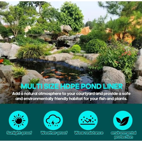 Pond Liner 3m x 2m - 20S (0.20mm) Thickness - UV and Root Resistant HDPE Material - Durable Waterproofing 3m x 2m