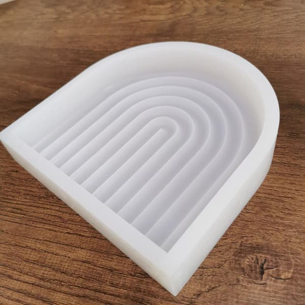 Halv Oval Regnbue Brikkeform DIY Resin Former Liten Siliko