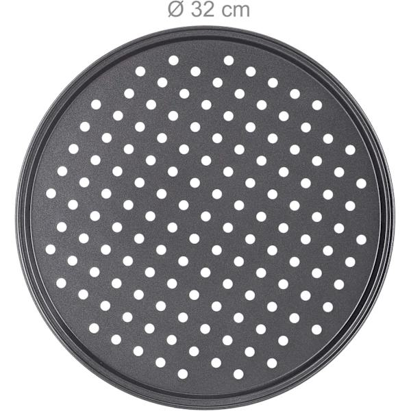 Sæt med 2 pizzabakker, runde perforerede non-stick
