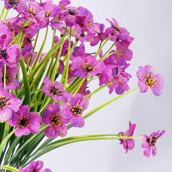 16 bunter kunstige blomster Utendørs UV-bestandige falske blomster Ikke falme plastplanter Hage Veranda Vindusboks dekorere (lilla)