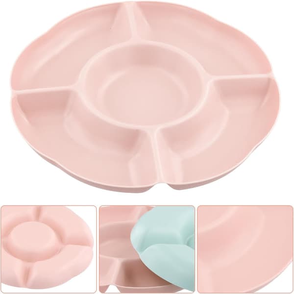 Reusable Snack Plates, Snack Tray, Fruit Platter with 5 Compartments, Tray for Storing Candy, Snacks, Nuts, Fruits, 4 Pieces