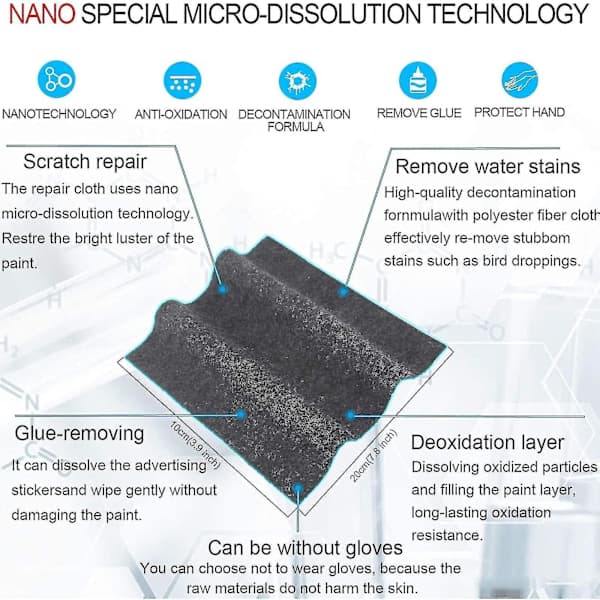 2 stk. Nano Sparkle Klud, Nano Sparkle Klud til Bilridser, Multifunktionel Klud til Fjernelse af Bilridser, Nano Magic