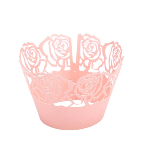 50 stk. Rose Cut Cupcake Wrapper Liner Bagekop til Bryllup Fødselsdagsfest Dekoration (pink)Pink Pink