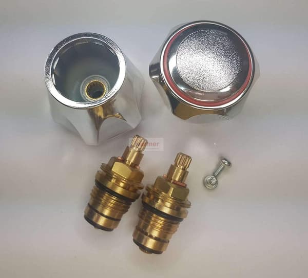 2\" Hot and Cold Standard Replacement Tap Chrome Head Red and Blue