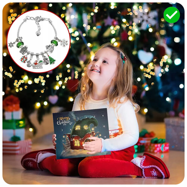 Jul Gör själv Nedräkningskalender Smycken Armband Armband Blind Box Smyckeshänge 24 delar Utsökt hänge