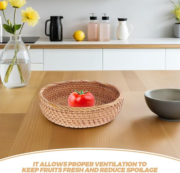 Fruktkorg Flätad förvaringskorg med god ventilation Rattanvävd multifunktionell