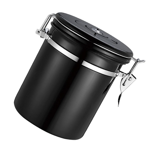 Kahvipapujen Säilytyssäiliö Ruostumattomasta Teräksestä Tiivistysastia Lukko Teekannun Kotitalouden Teetä Säilytysastia (kulta 1500ml)Musta 15.6*11.8cm Black 15.6*11.8cm