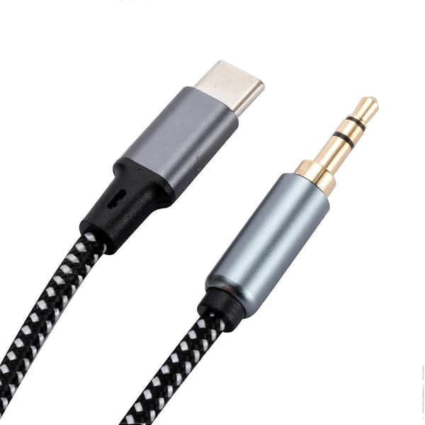 2m USB-C hane till 3,5 mm hane ljudadapterkabel flätad hörlurar bilstereo anslutningskabel