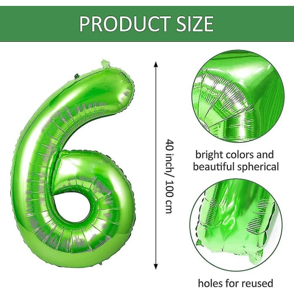 40inch Giant Helium Foil Number 0 To 9 Age Balloon For Birthday Party,photo Shoot(green,6)