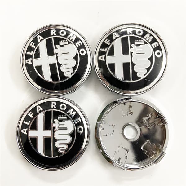 2x Alfa Romeo emblem ornament, sort, 60 mm logo, frontklap