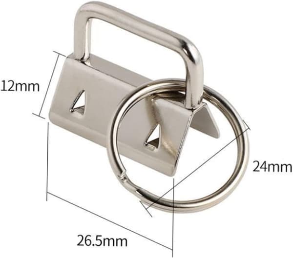 50 stk Nøglering Nøglebrik Hardware 25mm Sølv Robust Metal