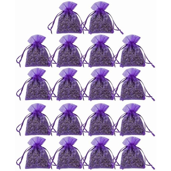 Lavendelposer for skuffer og skap (18 pakker) - friskduftende tørkede lavendelblomster Potpourriposer - Lavendelposer for hjemmeklær