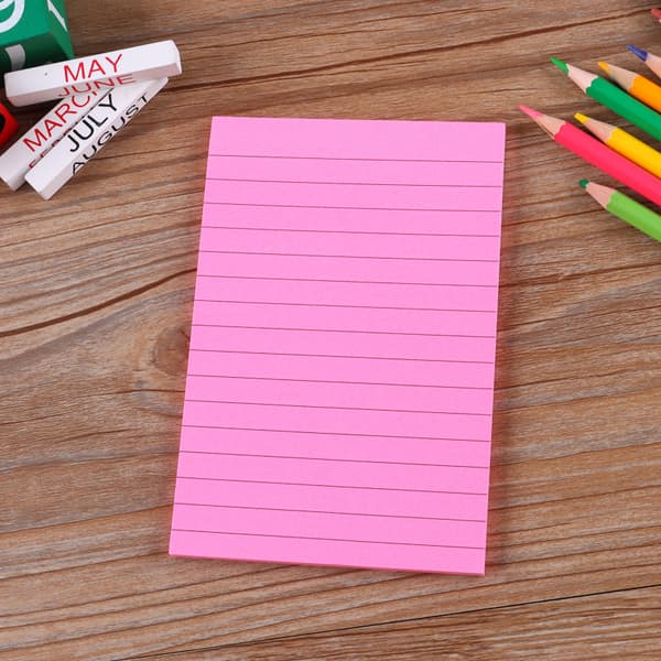 Linjerede sticky notes, sticky notes i 4 farver, lyse post-it-lapper, farverige store firkantede sticky notes til kontor, hjem, skole, møder