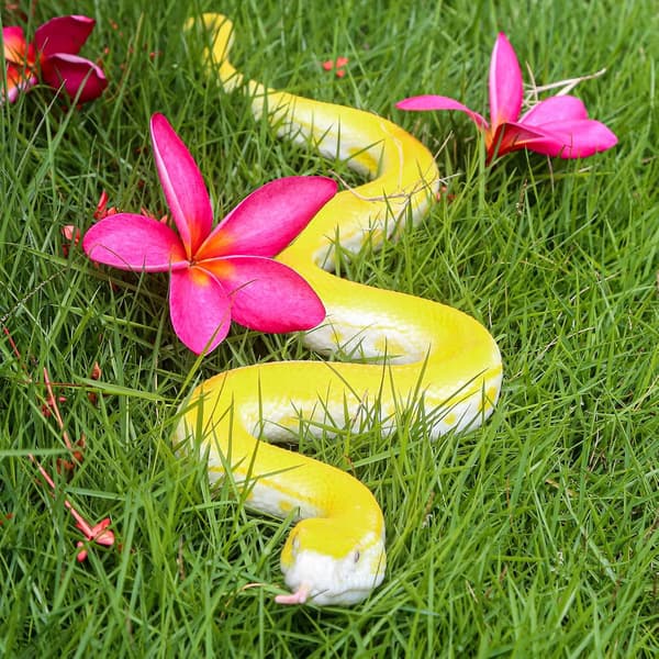 Realistic Pretend Snake Toy - Soft Rubber Python Figure for Scaring Birds & Squirrels, Halloween Prank Toy for Garden Protection