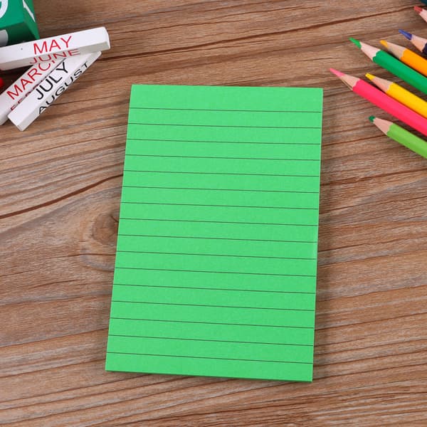 Linjerede sticky notes, sticky notes i 4 farver, lyse post-it-lapper, farverige store firkantede sticky notes til kontor, hjem, skole, møder