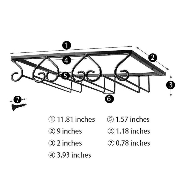 Svart Vinglasshylle Holder Metall Under Skap Stemware Vinglass Oppbevaring Henger Organizer Kompatibel Med