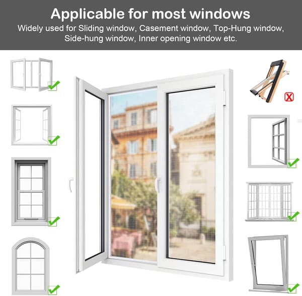Window mosquito net with Velcro fastening, insect screen for windows with self-adhesive Velcro tape, cuttable mosquito net