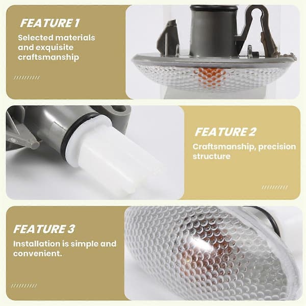 632574 2 X Blinklys Sidemarkeringslys Repeater Lampe Indikator til 206 407 607
