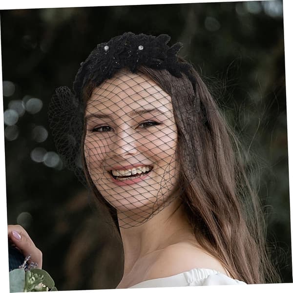 Retro hårbøyle hårtilbehør for jenter blonder netting slør hodeplagg til fest svart slør brudehårbøyle unikt design