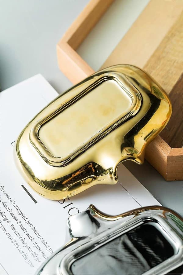 Soap Dish for Kitchen or Bathroom, Easy to Clean, Self-Draining Soap Holder, Keeps Soap Dry (Gold)
