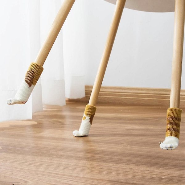 4 stk. Bord- og Stolsfodbeskytter Klør Strikkede Sokker Lydløse Holdbare Anti-slip Måtte Hjemmemåtte