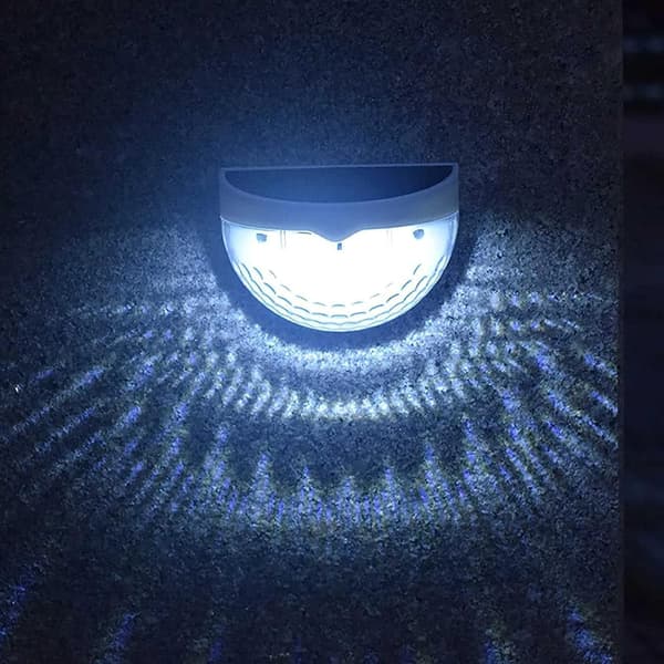 Solcellelamper til hegn, solcellelamper til terrasse, 6 LED halvcirkelformede bordlamper, udendørs havedekorationsbelysning til terrasse trappetrin