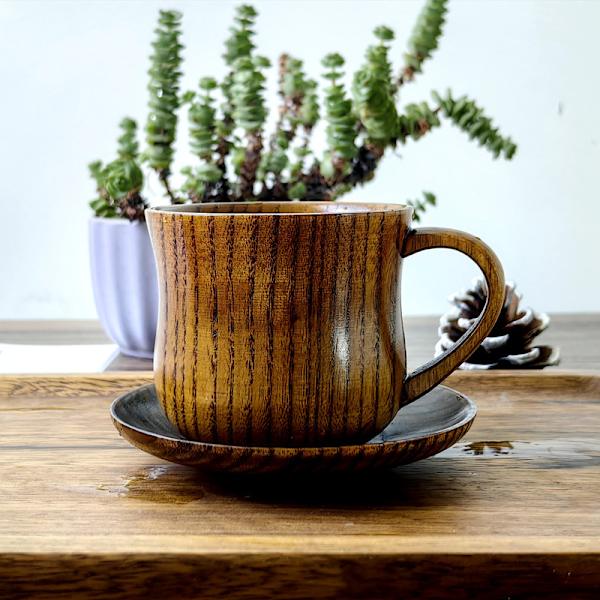3 stk/sett Tret kopp Underkopp Skje Sett Kaffe Te Verktøy Tilbehør