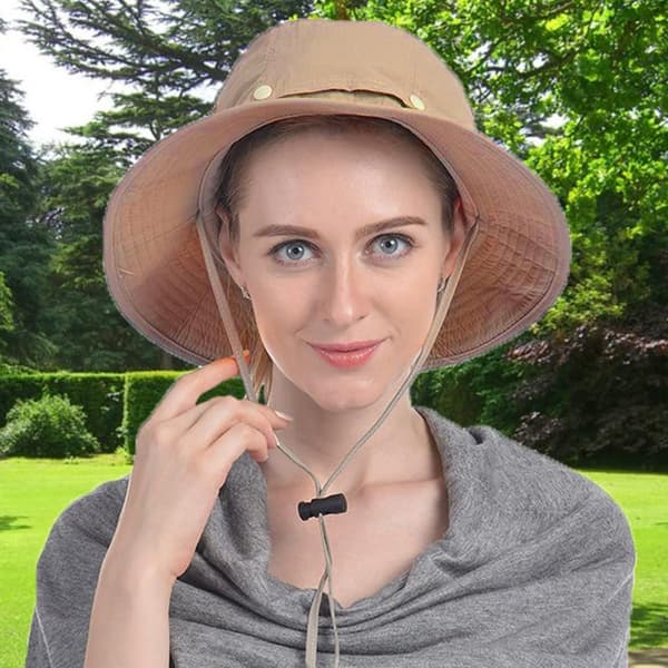 Avtakbar myggnetthatt med integrert maske, justerbar hodeplagg, unisex - khaki