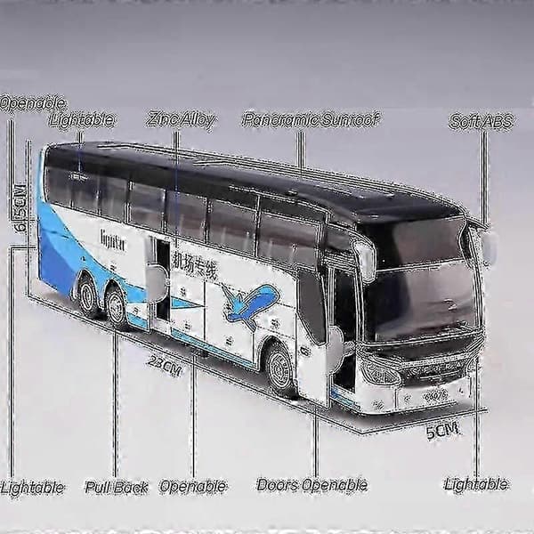 1/50 Setra Luksusbus Legetøjsbil Trykstøbt Miniaturmodel Træk Tilbage Lyd & Lys Pædagogisk Samling Gave Til Dreng Børn