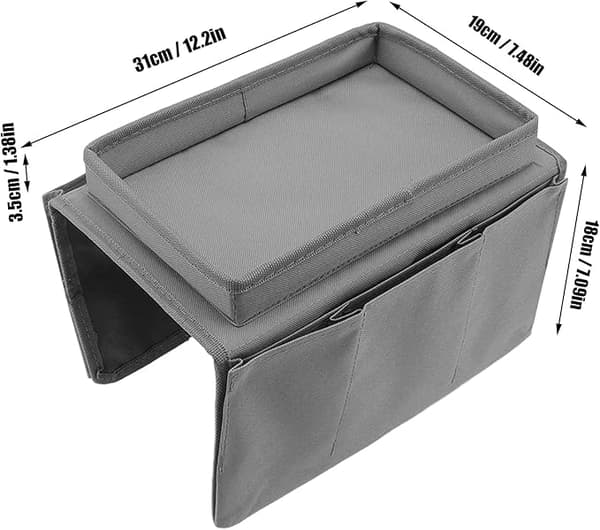 Sofabrett Bordklemme på Sidebord, Sammenleggbart Sofaarmbord Avtakbart Armlenebrett for Spising og Drikking grå-FF- grå gray