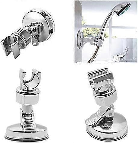Adjustable Shower Head Holder Removable Suction Cup Shower Head Bracket No Drilling Shower Head Mount with Chrome Polishing for Bathroom
