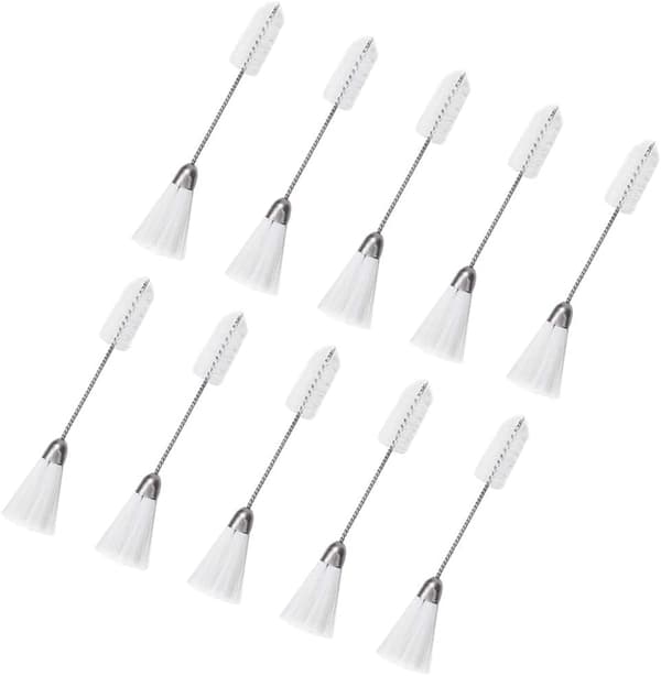 10 stk. 2-endte symaskinerengøringsbørster, nylon rustfrit stål