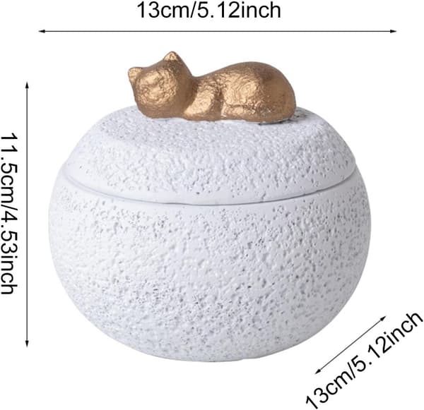 Compact Pet Memorial Urn with Lid 350ml Cement Base White