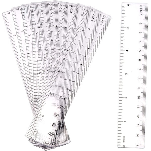 10 PAK Genemsigtig Plastlineal 15cm 6 Tommer Lige Lineal Transparent Plastlineal Kit Måleværktøj til Studerende Skole Kontor