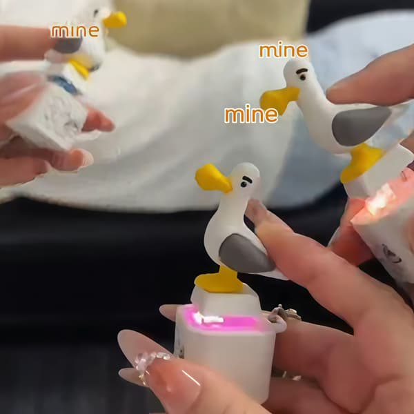 Talking Fidget Button Keychain, USB Rechargeable Sound Button Pendant, Voice Stress Relief Keychain, Mine Bird Edition Mine button Mine button