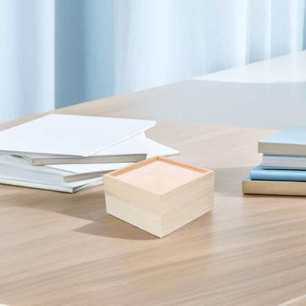2 st tomma trälådor med skjutbart akryllock Elegant beige träfodral Resistent