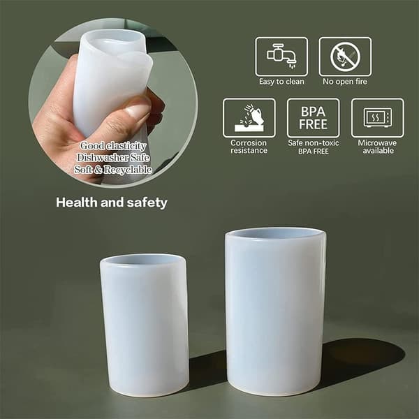 2 stk. Lysform, Silikoneform, Rund, Silikoneform til Lys, DIY Silikoneform, til Lysfremstilling, Håndlavet Sæbe, Håndværksdekorationer, Cylinder