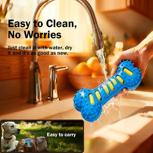 Interactive Squeaky Dog Chew Toy - Durable & Long-lasting TPR, Teeth Cleaning & Training Toy for Dogs (Blue) Blue Blue